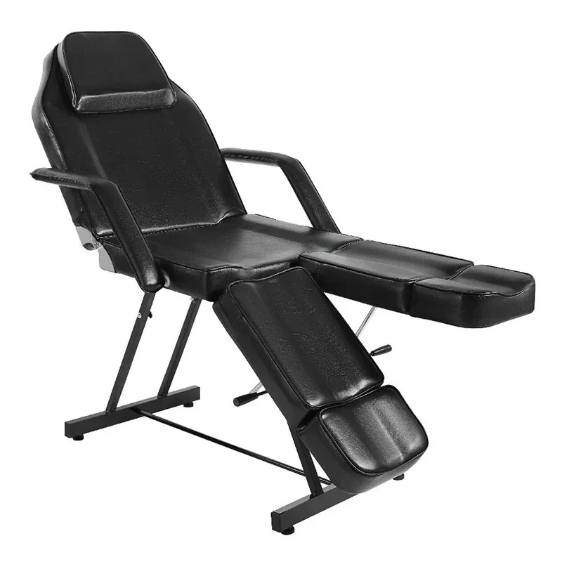 Massage Bed, Beauty Bed, Barber Chair, Black and White Massage Chair, Adjustable Split-leg Tattoo C