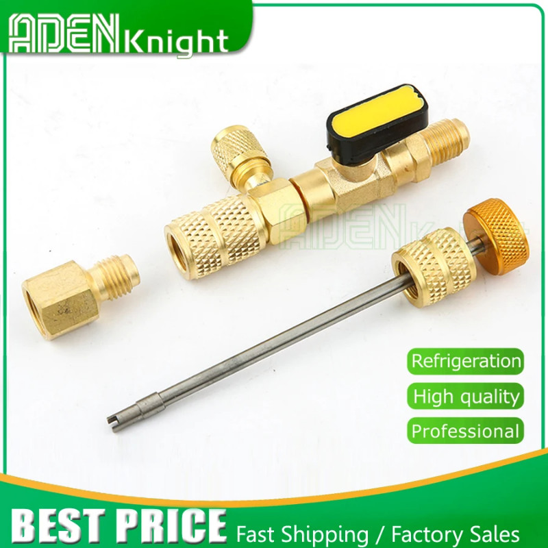 R410A R22 Valve Core Remover Installer Tool with Dual Size 1/4 & 5/16 Port for R404A R407C R134A R1