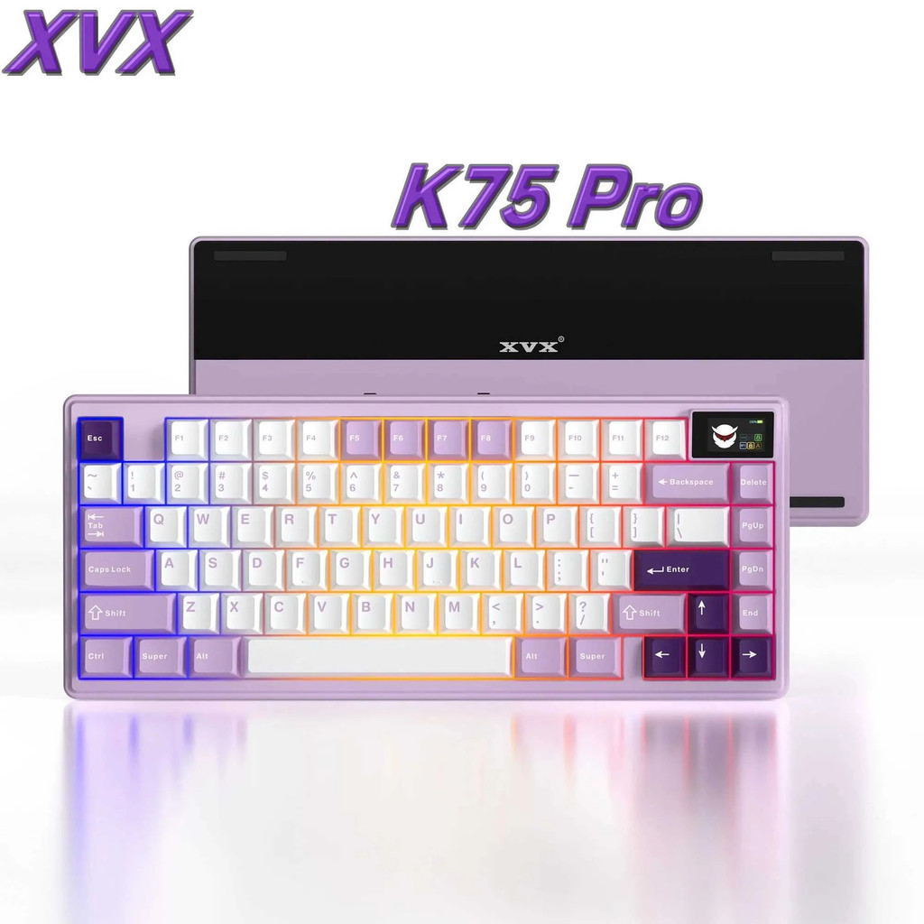 XVX K75 Pro CNC อลูมิเนียมครีมคีย์บอร์ดเกมสามโหมด Hot Swap สวิทช์ Flex ตัด PCB ปะเก็นออกแบบเสียงรบกว