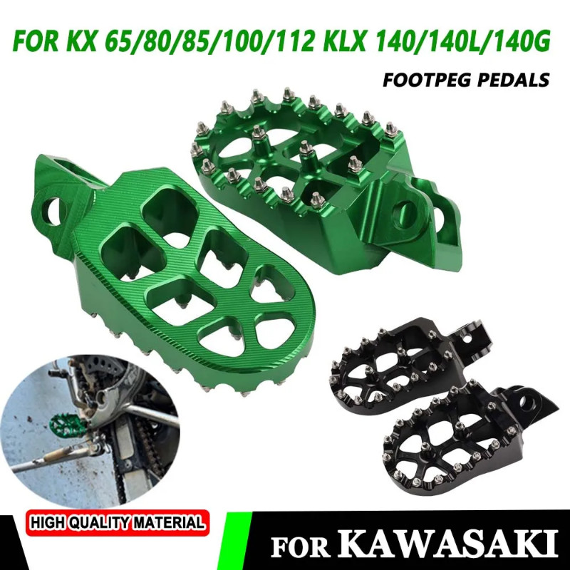 For Kawasaki KX65 KX80 KX85 KX100 KX112 KLX140 KLX140L KLX140G Motorcycle CNC Footrest Footpegs Foo