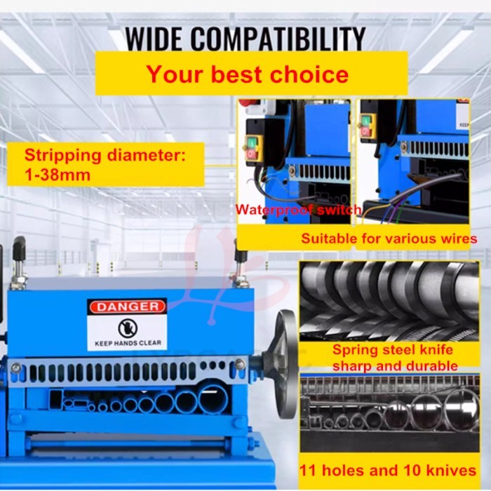 Electric Wire Stripping Machine 1-38mm Cable Stripper 370W 750W Copper Peeler For Copper Aluminium