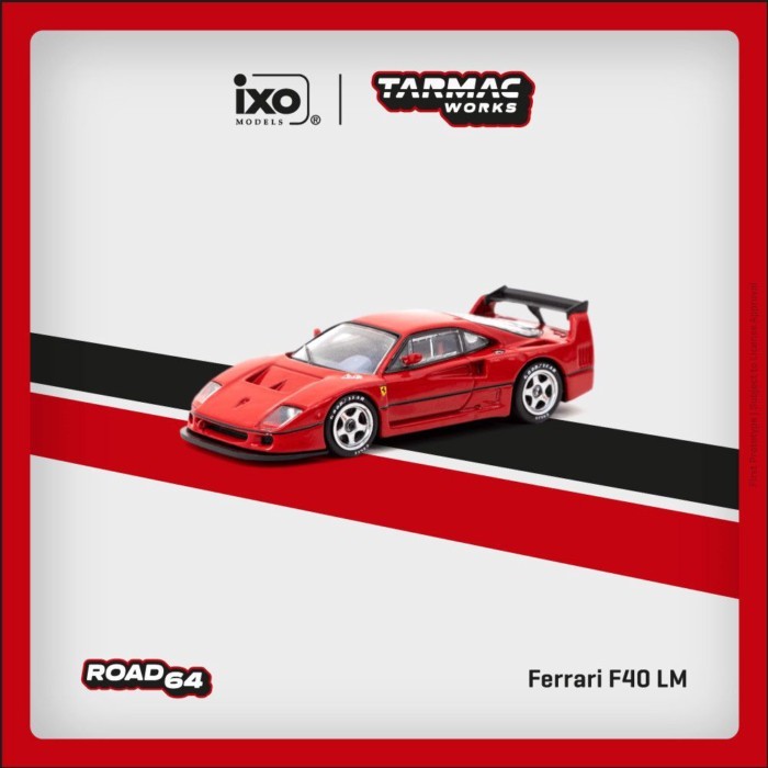 คลังสินค้าพร้อม TW 1: 64 Ferrari Ferrari F40 โมเดลรถโลหะผสมสีแดง