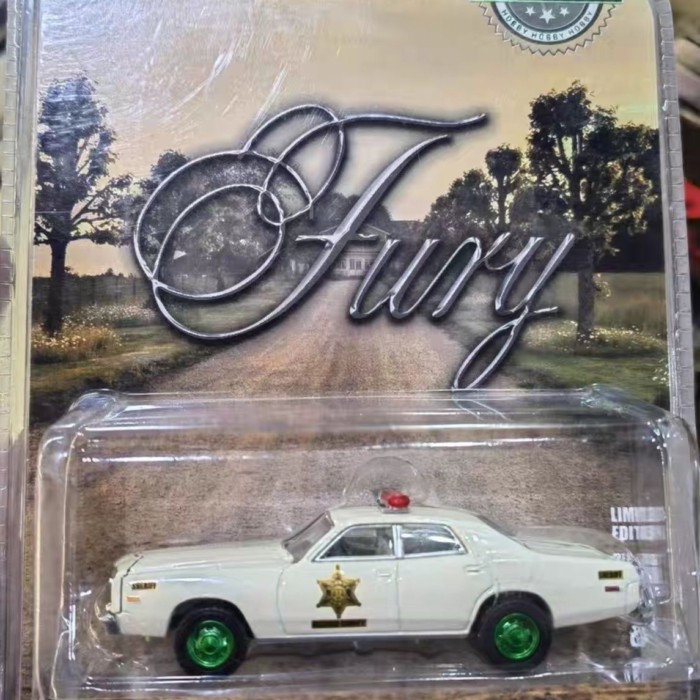 แสงสีเขียว 1/64 1977 Plymouth FURY รถตํารวจโมเดลรถโลหะผสมรุ่นพิเศษ