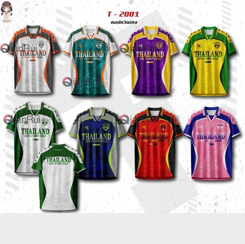 เสื้อยืดกีฬา ที2001 คอปก พิมพ์ลายฟุตบอล สําหรับทีม และแฟชั่น