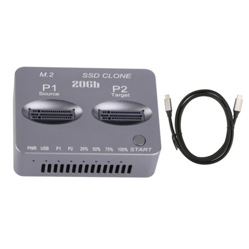 M.2 NVMe SATA Docking Station USB 3.2 TYPE C Gen2 X 20Gbps Dual Bay Offline Clone Docking Station D