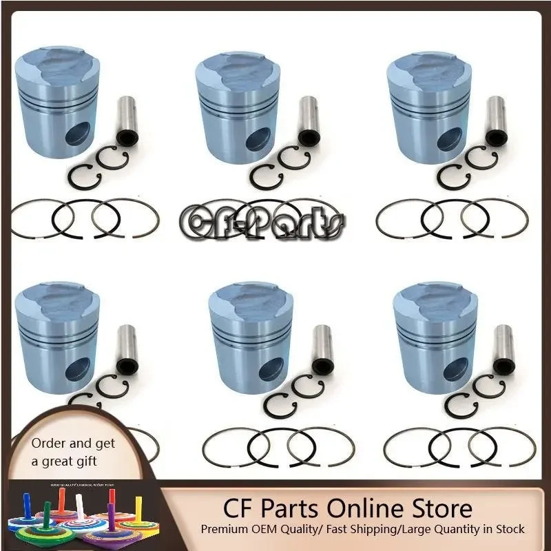 New 4 Sets STD Piston Kit With Ring 6114-31-2111 Fit For Komatsu 4D130 Engine 130MM