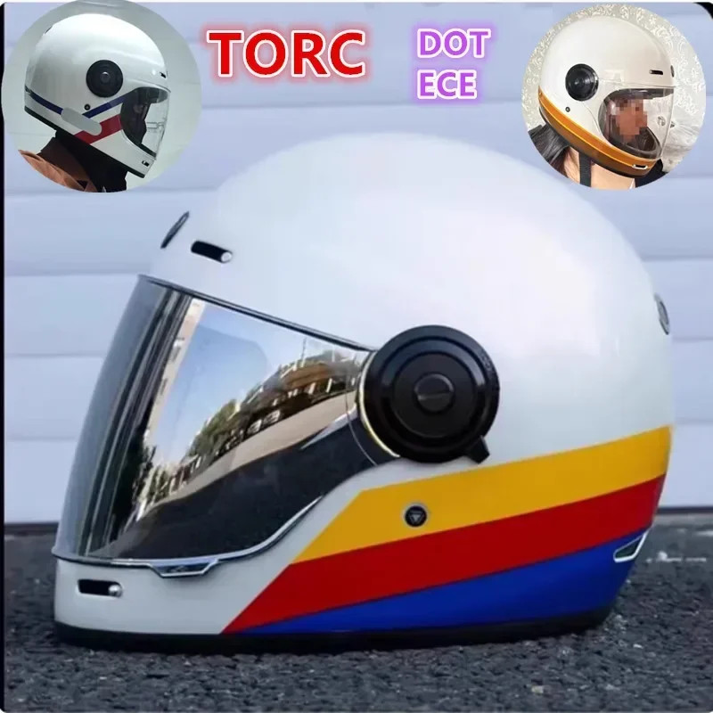 TORC Motorycle Helmet Moto Retro Helmet Men Women Motorbike Riding Motocross Vintage Full Face Helm