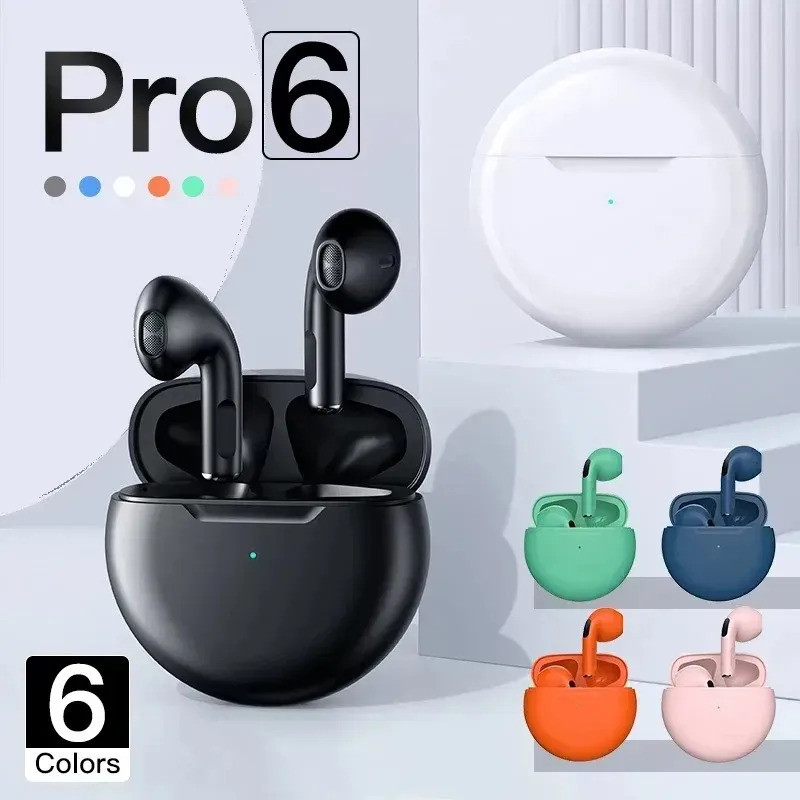 Pro 6 TWS หูฟังไร้สายพร้อมไมโครโฟน Fone บลูทูธหูฟังชนิดใส่ในหูหูฟังกีฬาหูฟังวิ่ง Pro6 ชุดหูฟังสําหรั