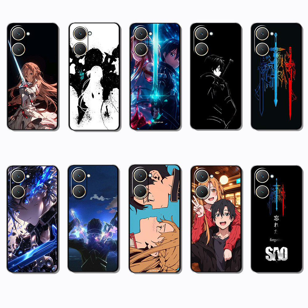 สําหรับ VIVO Y03 Y30T Y18 Y18S Y18E T3 Y37M Y19S Y28 V40 PRO Z9 lite G14 ดาบศิลปะออนไลน์สีดําขอบเคสโ