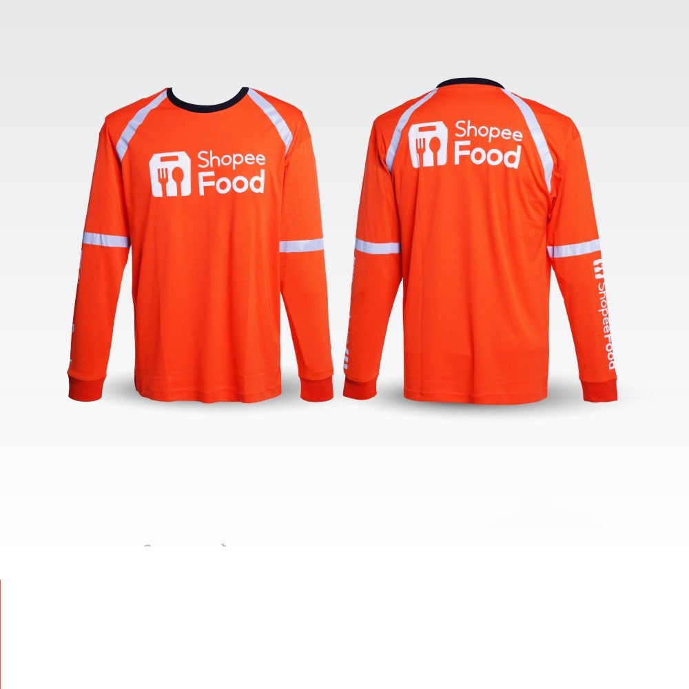 Shopeefood Rider เสื้อโปโลแขนยาวลําลอง พิมพ์ลาย 3D แฟชั่นสําหรับผู้ชาย และผู้หญิง