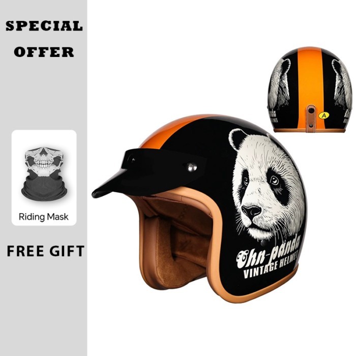 ORZ Harley Motorcycle Helmets Men's and Women's Retro Pedal Cruise Jet Helmet 3/4 Open Face Helmet