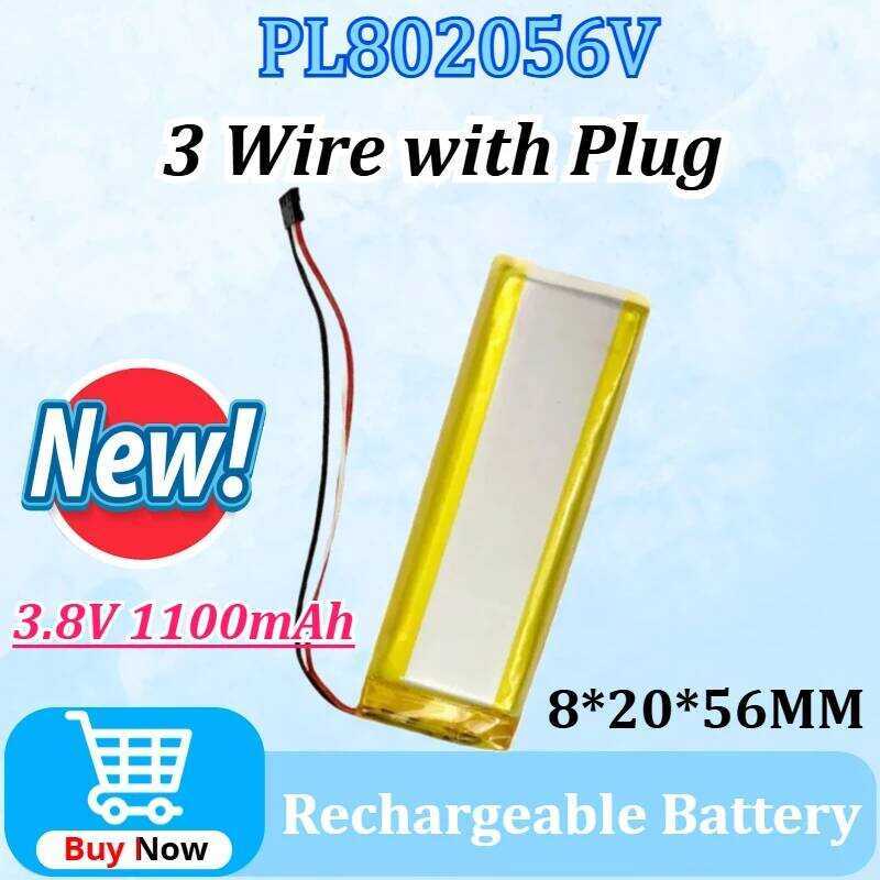 C Pl802056v 3.8V 1100Mah For Recorder Camera Recording Pen Scanning Pen B 3 Wire With Plug For Blue