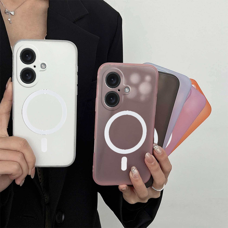 เหมาะสําหรับเคสโทรศัพท์ iphone 17 frosted white magnetic wireless charging เคสป้องกัน MSTC02