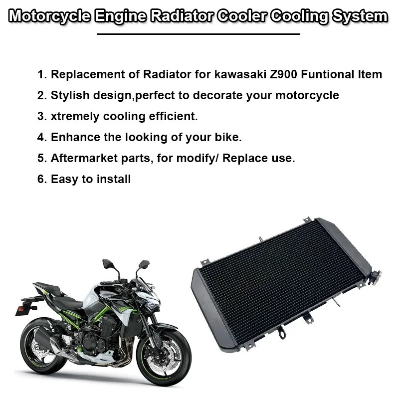 Fit For KAWASAKI Z900 ZR900 Z 900 ZR 900 2017-2023 Motorcycle Aluminum Engine Radiator Coolant Cool