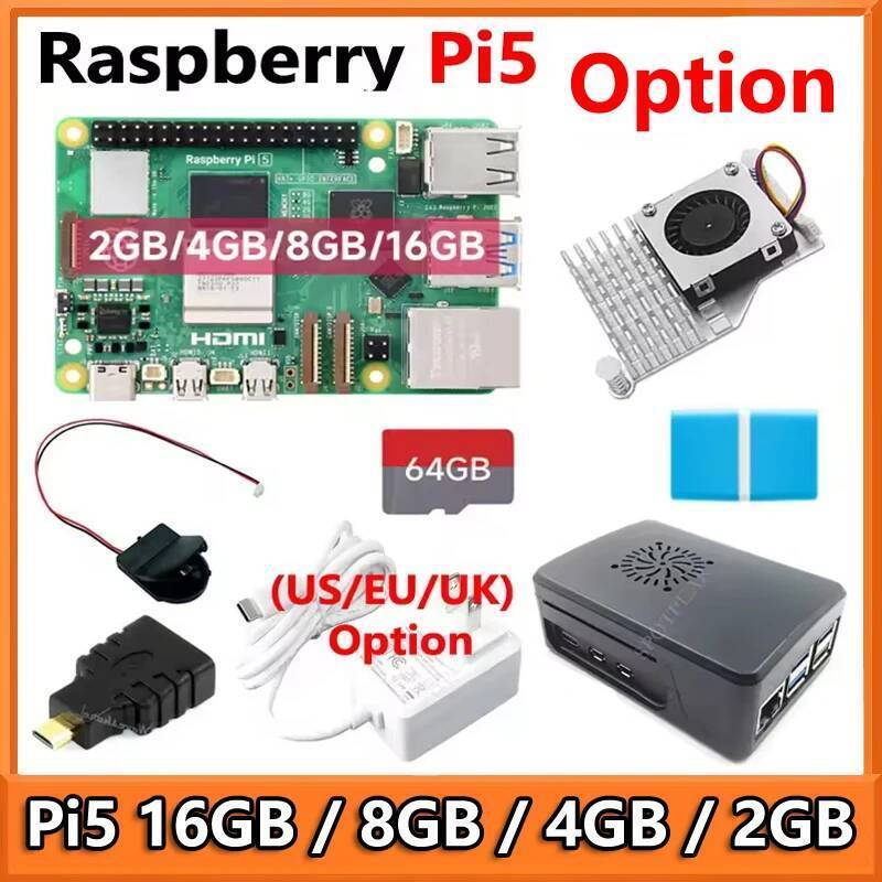 Raspberry Pi 5 16GB /8GB/4GB/2GB RAM Option Pi5 8GB KIt PD Power Supply / RTC / 64GB การ์ด / พัดลมฮี