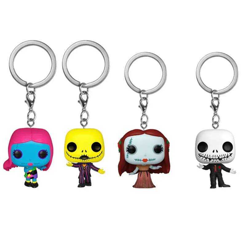 C The Nightmare Before Christmas 2 PA Sall & Jack Skelgton Pocket Kechain Vinl Action Figure Collec