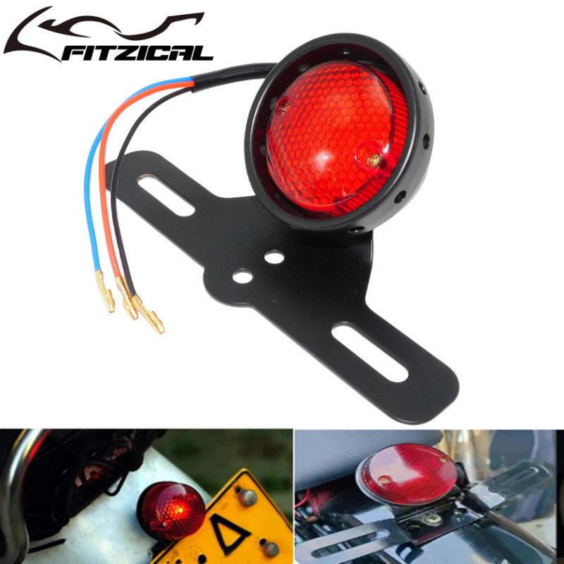 Motorcycle Universal Stop Tail Light Red Brake Lamp Indicators W/ License Plate Mount For Harley Sp
