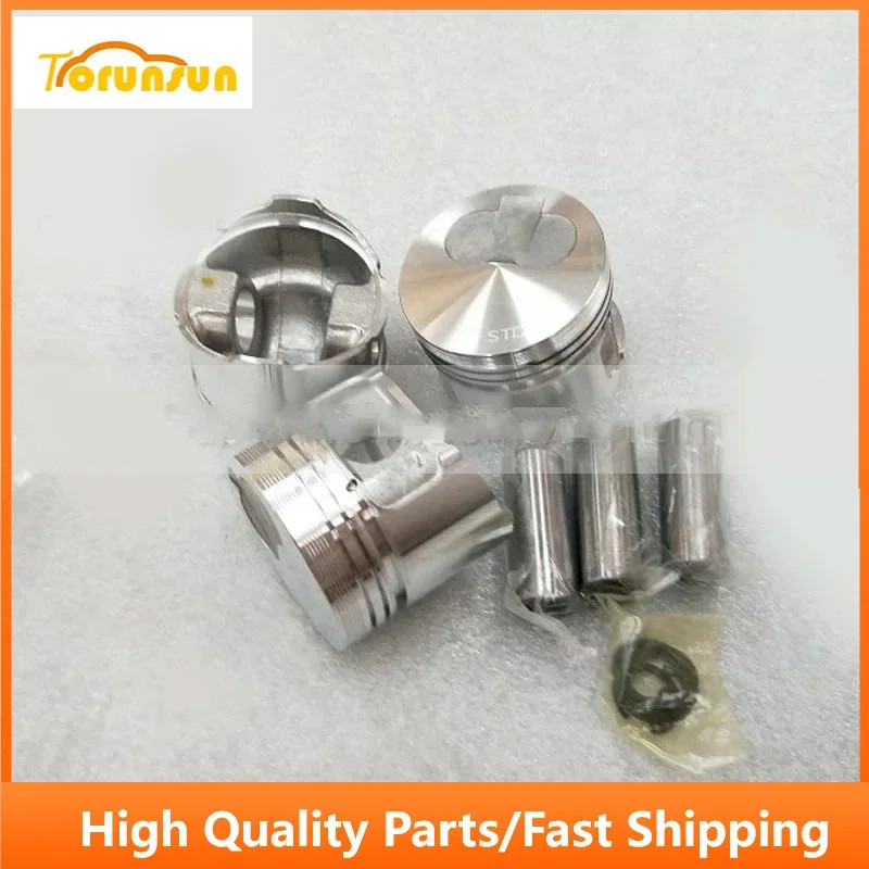 3 Sets STD Piston Set (Clip & Pin) for Yanmar 3TN66 3TN66C 3TN66L Engine