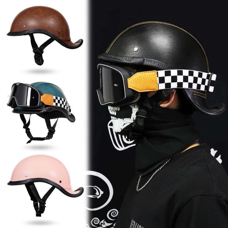 Half Face Vintage Motorcycle Helmet Retro German Kask,Cafe Racer,Scooter,Cruiser,Chopper,Matte blac