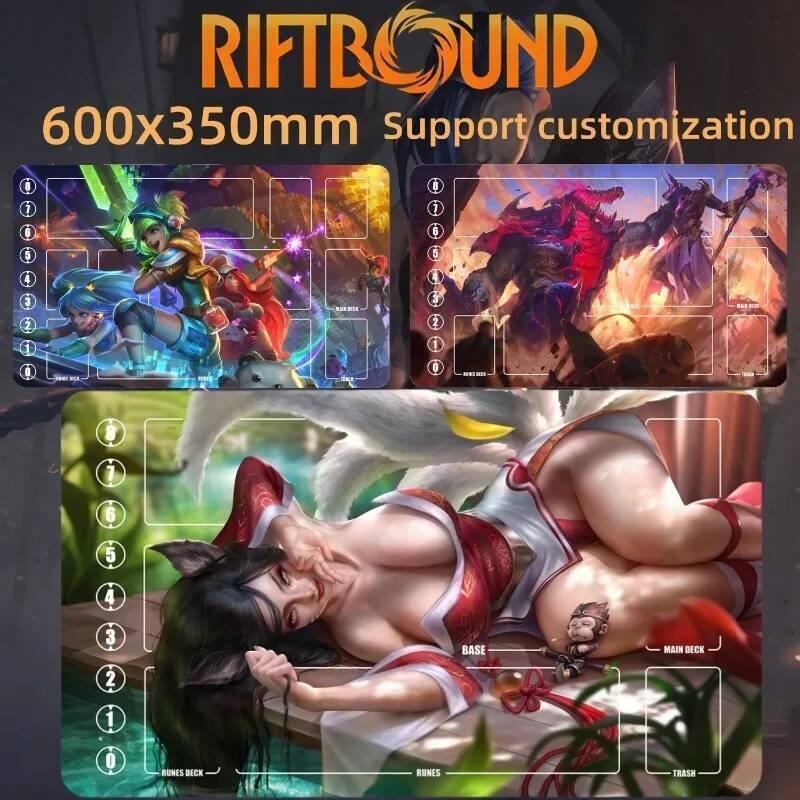 600x350 มม.ตาราง Riftbound Series Single Playmat อะนิเมะการ์ตูน Draven Ahri Trading การ์ดเกมยางเกมกระดานของเล่นของขวัญ