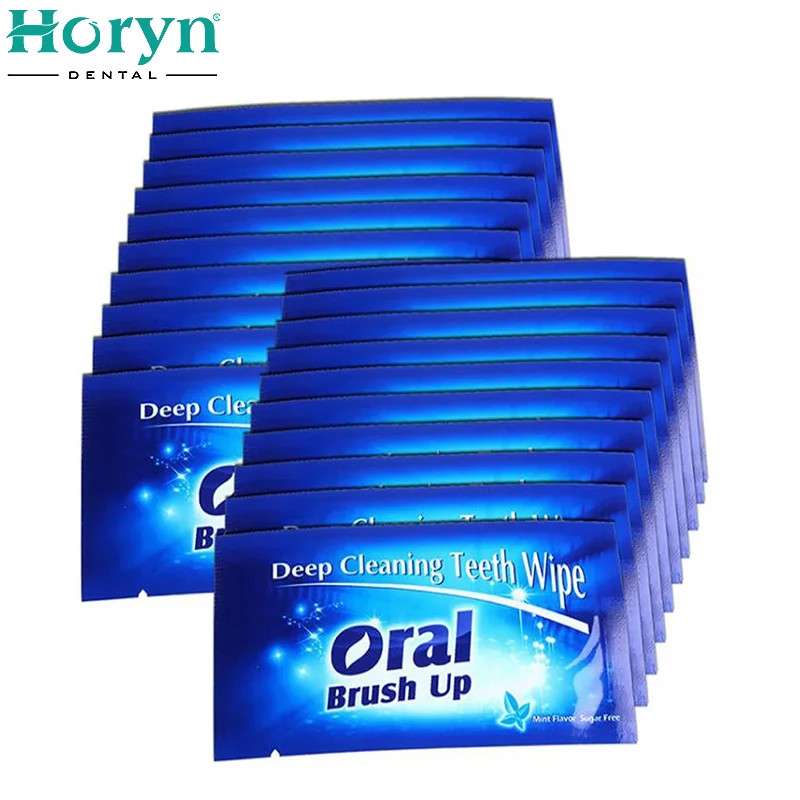 100 / 50pcs Deep Cleaning Teeth Wipes Disposable Tooth Whitening Dental Brush Up Finger Wipe Hygien