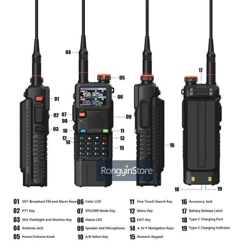 ▥  Uv-5Rh PRO GPS ยาวแบตเตอรี่ Original Walkie Talkie Multi Band NOAA ไร้สายสําเนาความถี