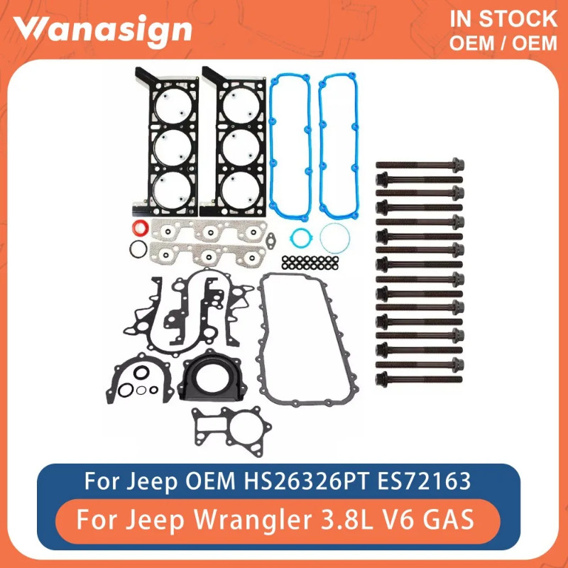 Full Cylinder Head Gasket Set Bolt Kit Fit 3.8 L 12V For Jeep Wrangler EGT 3.8L V6 GAS 2007-2011 HS