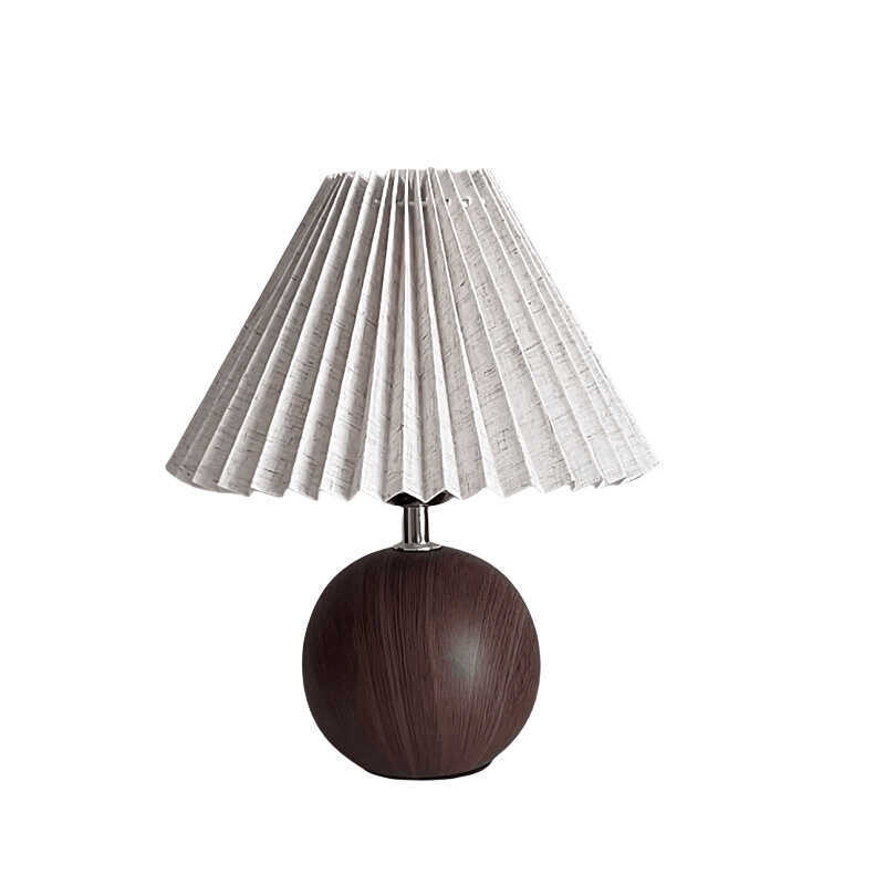 อุปทานพิเศษ-Walnut/Oak Grain Pleated Table Lamp Order Link Dimmable led Eye Protection Dimmable Simp