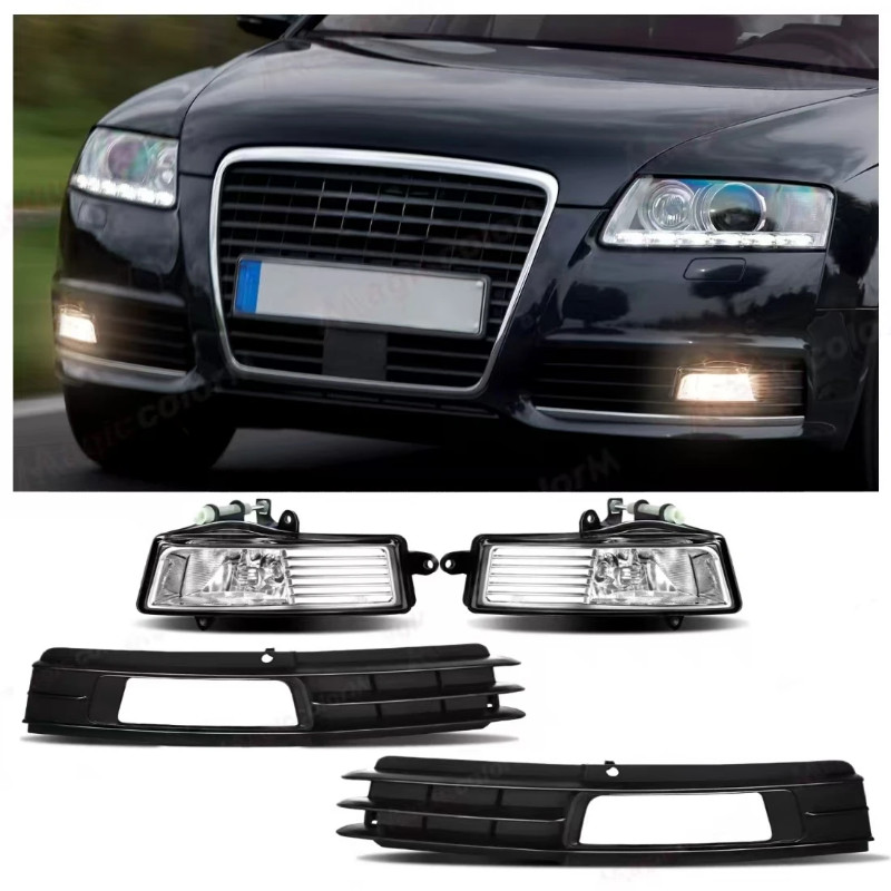 2pcs Car Fog Lights Cover For Audi A6L A6 C6 Sedan Avant 2008 2009 2010 2011 Fog Lamp Front Bumper