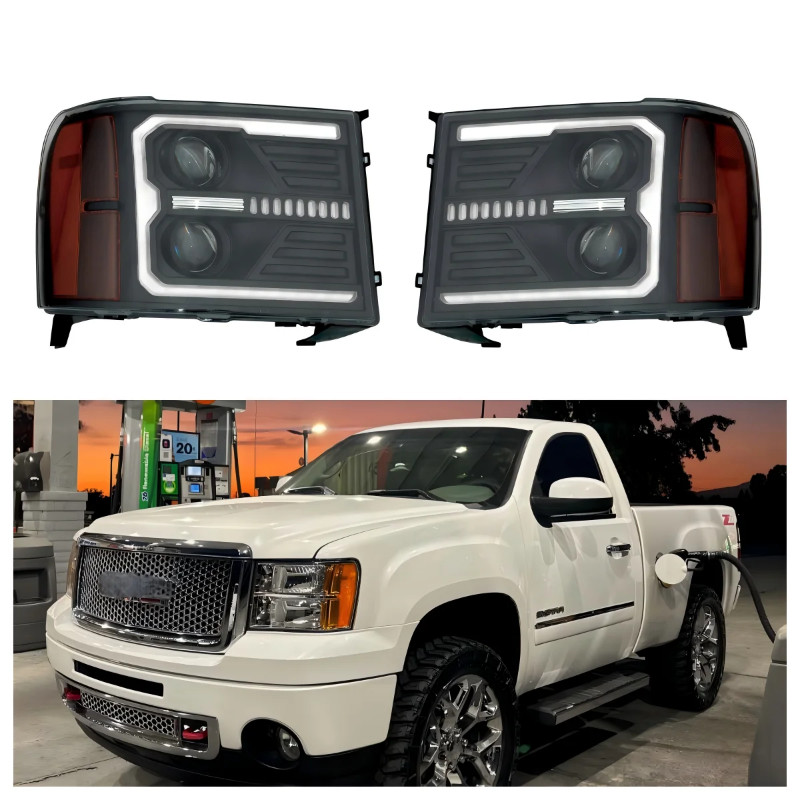 1pcs Full Led Headlight Assembly Fit 2007-2013 GMC Sierra 1500,2007-2014 GMC Sierra 2500HD 3500HD W