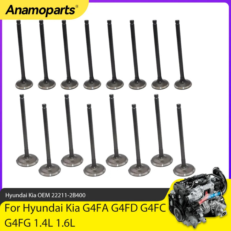Engine Parts Intake Exhaust Valves Set Fit 1.4 1.6 L For 10-20 Hyundai Sonata Tucson Kia G4FA G4FD