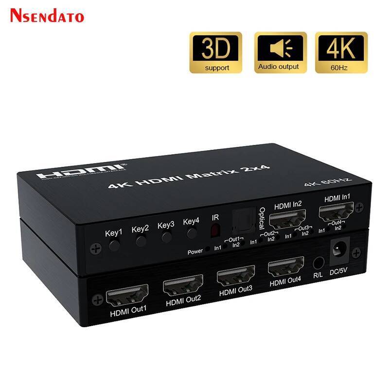 2x4 HDMI Matrix Switch 4K 60Hz HDMI Matrix 2 in 4 out Matrix HDMI Switch Splitter Audio Extractor สํ