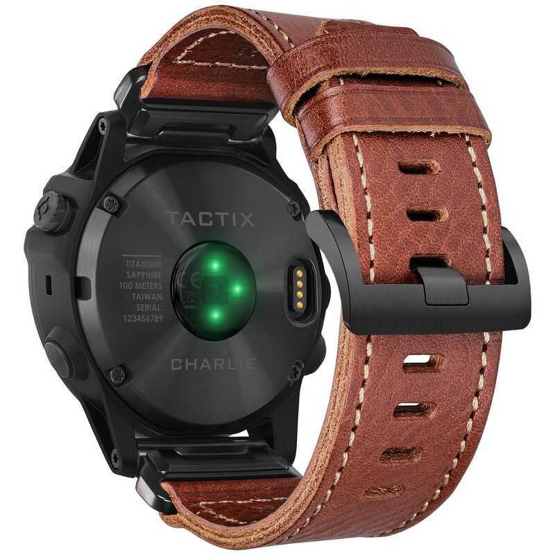 C Hemsut Quickfit Garmin Watch Bands Brown Leather Strap Bracelet For Fenix 7 6 5 MARQ Instinct Tac