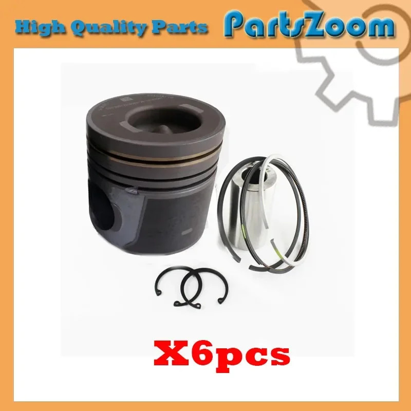 New 6 Sets STD Piston Kit With Ring 5305190 Fit For Cummins L9.3 6LT9.3 Engine 116.5MM