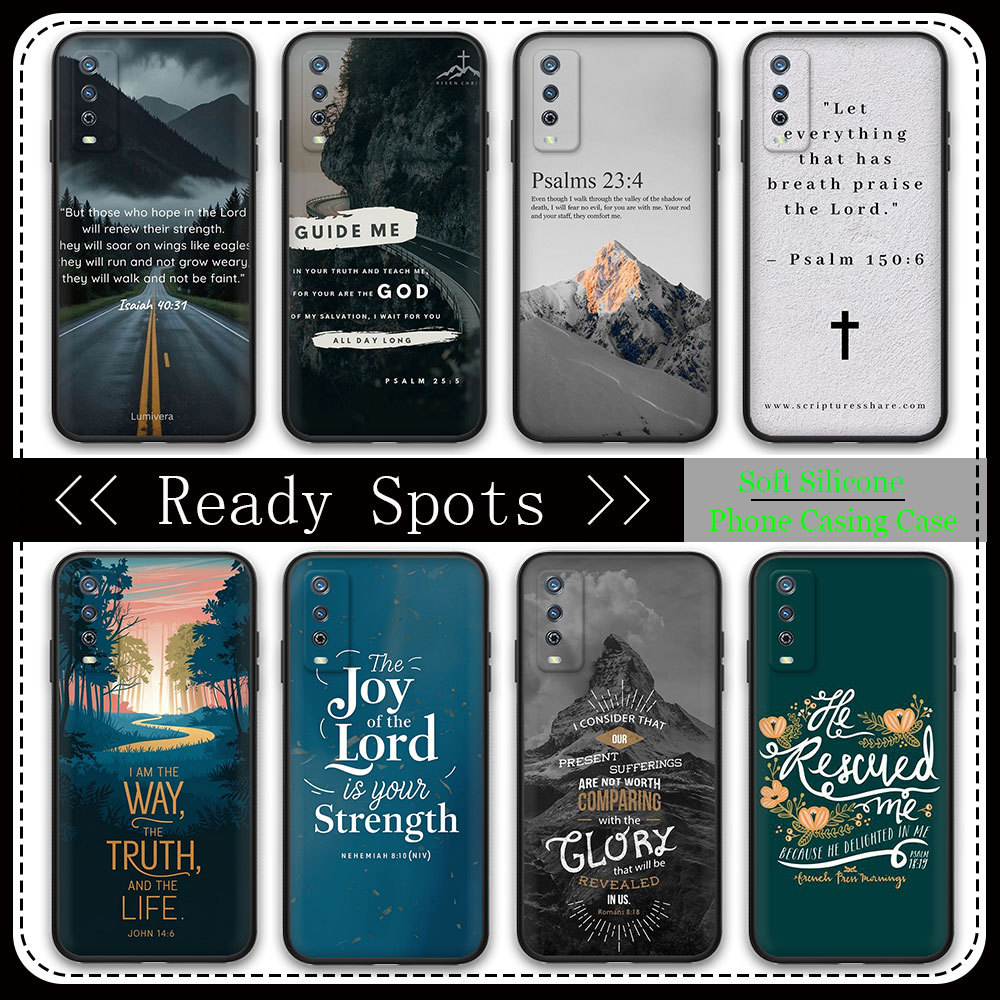 ฝาครอบ TPU สําหรับ Huawei Y6P Y7A Y8P Y9A Y7 2019 Y7 Prime 2018 B820 พระคัมภีร์ Verse สีดํานุ่มกรณี