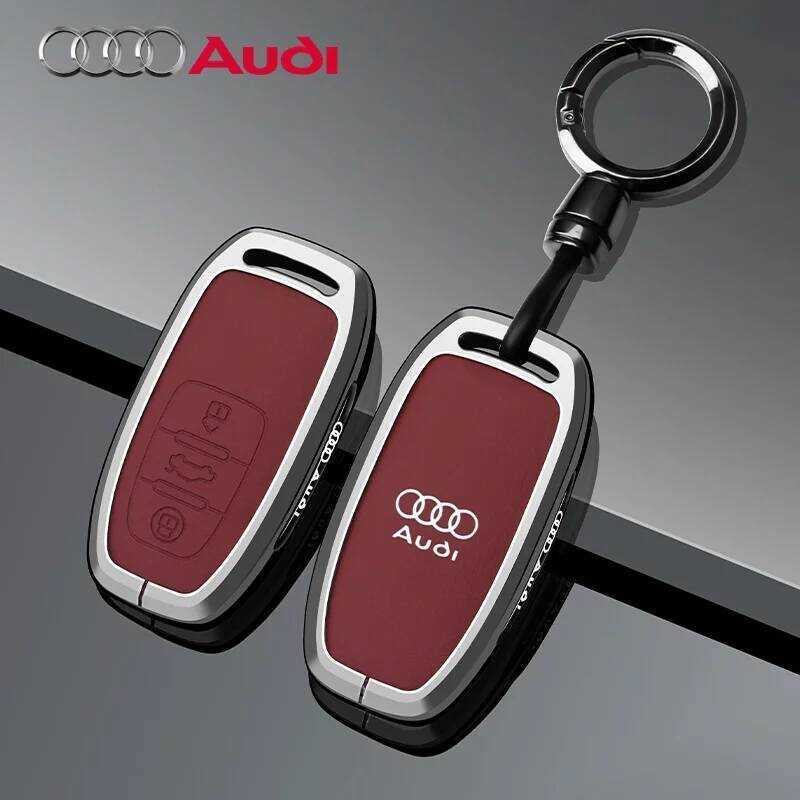 ▥ Zinc Alloy Leather Car Remote Key Case Coverfor Keychain Audi A1 A3 8P A4 A5 A6 C7 A7 S3 S7 S