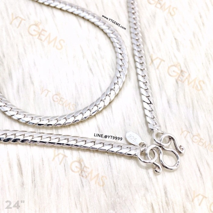 สร้อยคอเงินแท้ ลายบิดแบน 4 มม. 24 นิ้ว YTG-11550