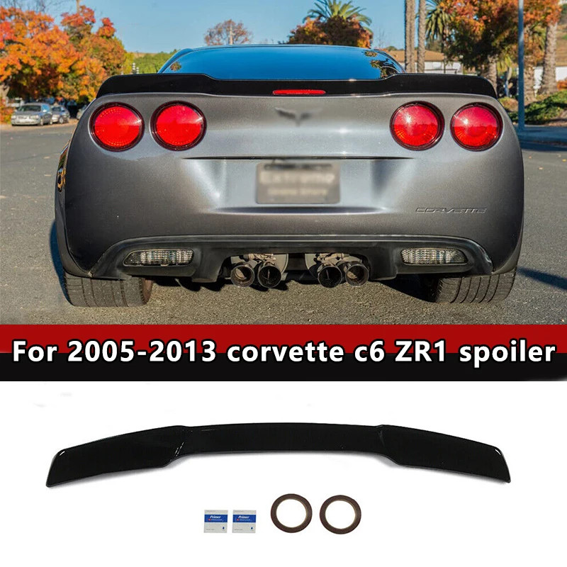Extended Style ABS Plastic Rear Trunk Lid Rear Trunk Wing Spoiler Fits 05-13 Corvette C6 ZR1 Carbon