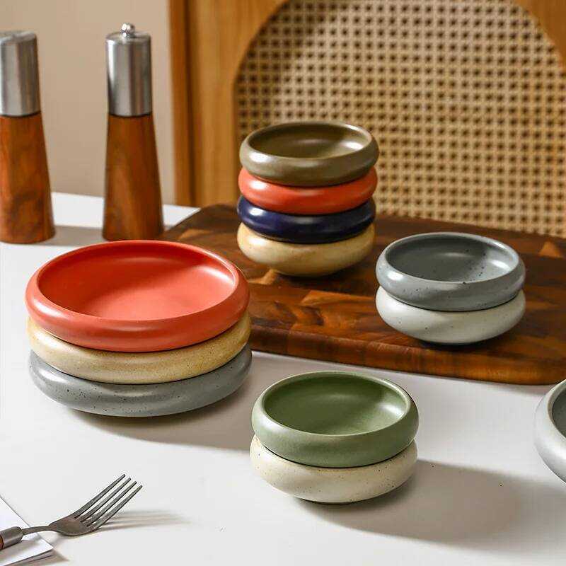 C Deep Tank Creamic Plate Seasoning Sauce Dish Large Capacity Dinner Trays For Steak Salad Fruit Ja