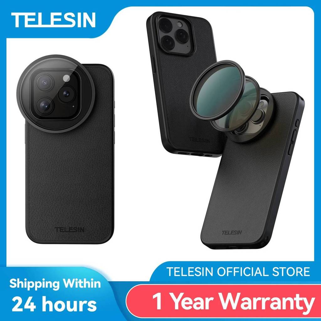 TELESIN โทรศัพท์ CPL VND Filter สําหรับ iphone 15 pro 15 pro max พร้อมเคสป้องกันโทรศัพท์ตัวกรองเลนส์