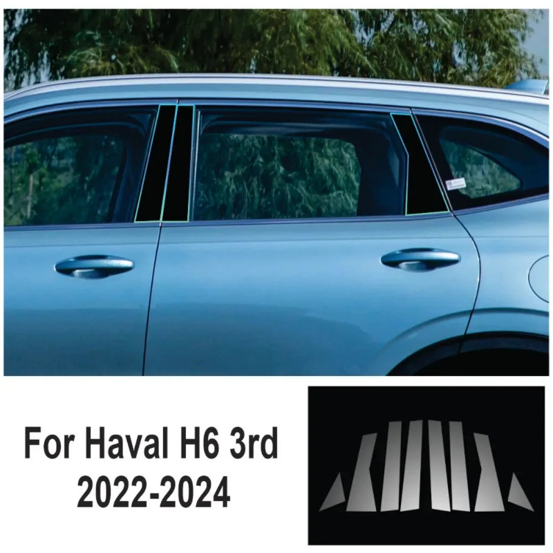 For Haval H6 3rd 2022-2024 TPU Transparent Film Exterior Car Windows BC Center Pillar Trim Strip Ca