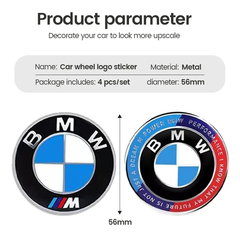 1/4pcs lot 56mm Wheel Hub Cap Emblem Sticker Car Decoration For BMW Performance F25 F26 F15 F16 E90