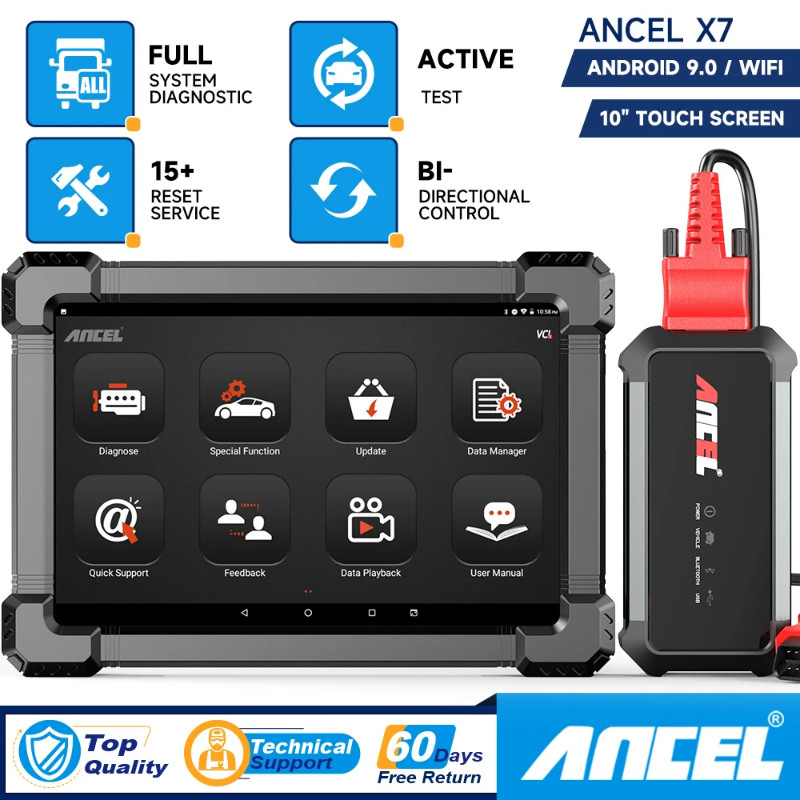 ANCEL X7 OBD2 Auto Diagnostic Scanner Bi-directional Scan Tool All System EPB BMS ABS DPF Oil 15 Re