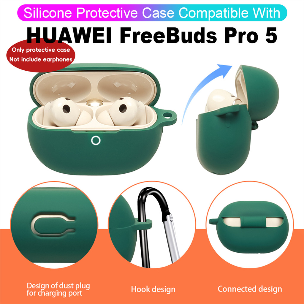 เคสหูฟังกันกระแทกสําหรับ Huawei FreeBuds Pro 5 พร้อมพวงกุญแจฝาครอบป้องกันซิลิโคนกันฝุ่น