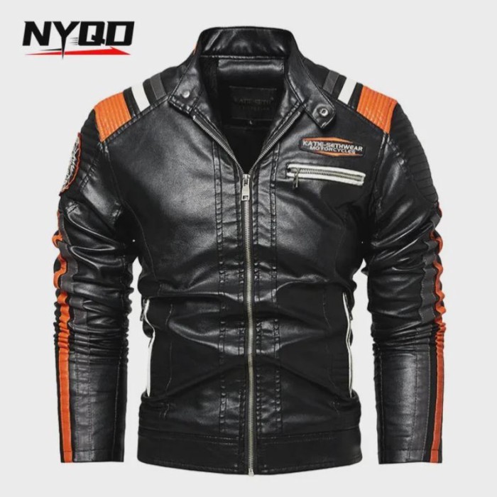 2024 Men Autumn Jacket Bomber Biker Zipper Motorcycle Faux Fur Coat Male Fleece Pilot Vintage Black