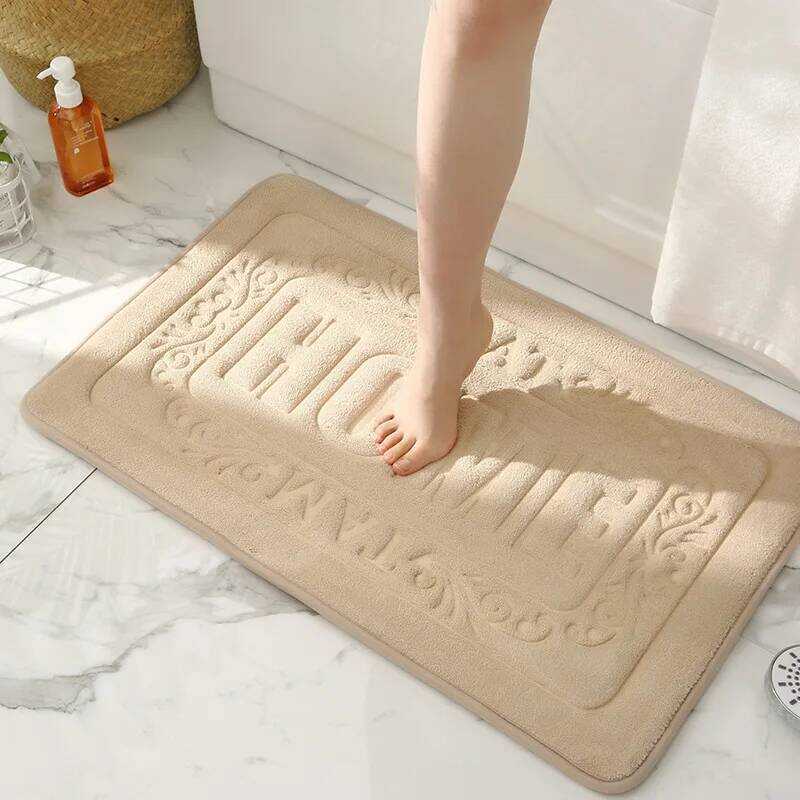 C C Khaki Bath Mat Bathroom Bedroom Mats High Quality Rectangle Foam Rug Shower Carpet For Bathroom