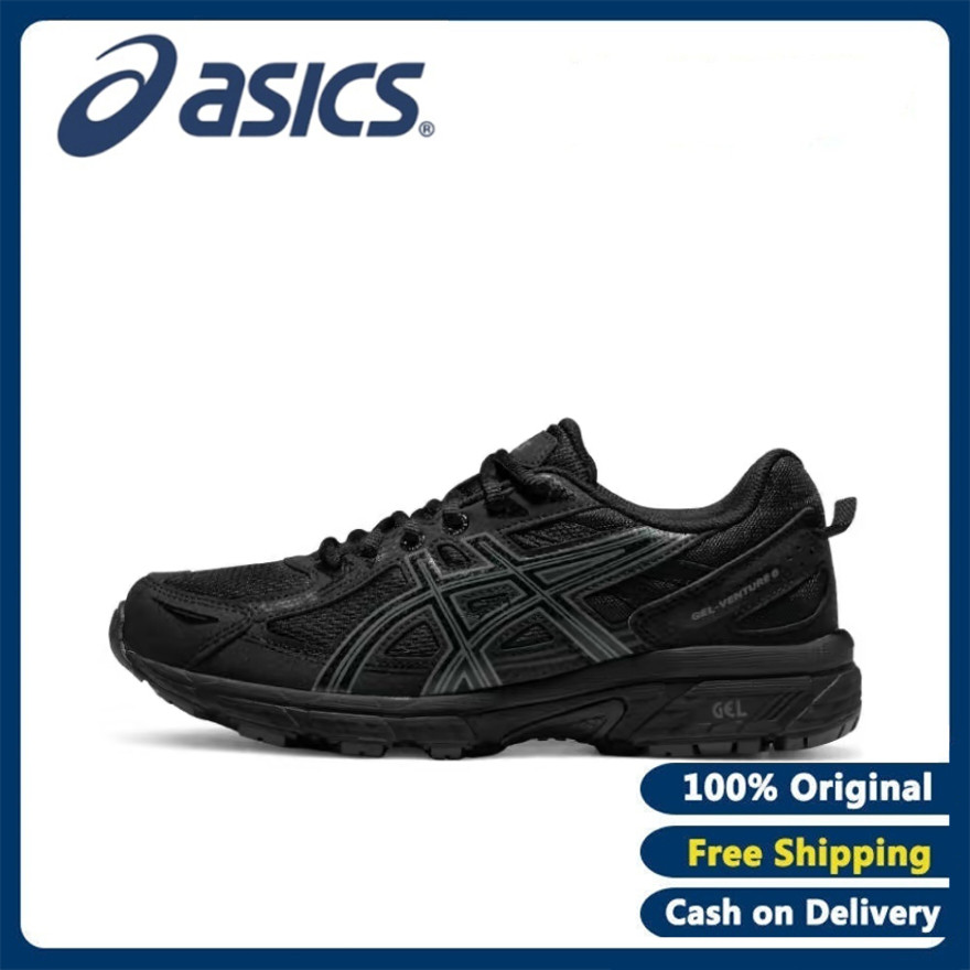 Original αsics Gel-Venture 6 Low Top Running Shoes unisex mesh breathable black