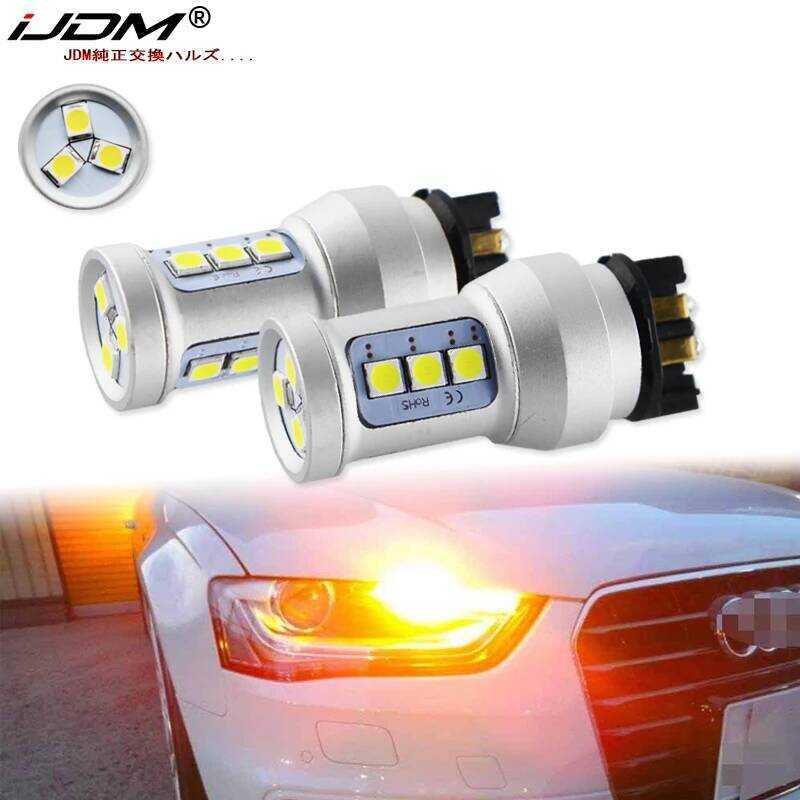 C 2Pcs Pw24w LED Amber Yellow Error Free Pwy24w LED Bulbs For Audi A3 A4 A5 Q3 VW Mk7 Golf CC Ford