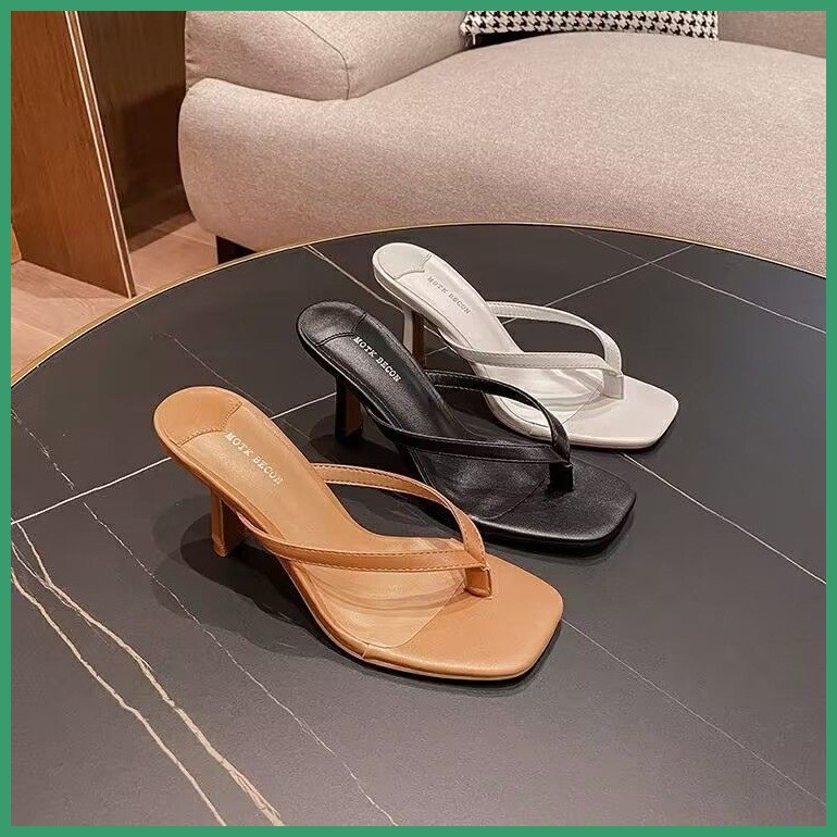34-43 รองเท้าส้นสูงขนาดใหญ่เซ็กซี่ฤดูร้อนกริชย้อนยุคสแควร์นิ้วเท้ารองเท้าส้นสูงสีดำ