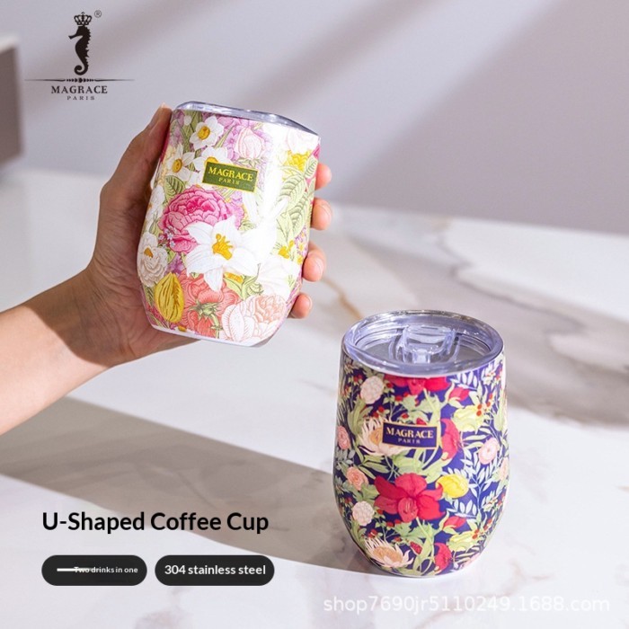 ฝรั่งเศส MAGRACE สไตล์ใหม่ U-Shaped สแตนเลสสตีลถ้วยดอกไม้แบบพกพา Handy Cup Handy Cup ถ้วยกาแฟ